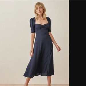 Reformation Navy Midi Dress